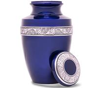 Eternal Harmony Large Urn for Ashes, Adult Male & Female Cremation Urn for Human Ashes with Elegant Finishes, Secure Seal & Velvet Bag, Funeral Urn for Women & Men Up to 200 lbs, 7”x11” (Navy)