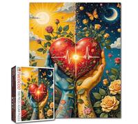 Eternal Love 1000 Piece Valentine's Day Jigsaw Puzzles for Adults and Beginner Sun and Moon Hearts Puzzles Challenging Family Activity Games DIY Craft Puzzle for Home Decor Gifts 19.7 x 27.6 in