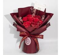 Eternal Love Red Soap Roses Bouquet With Gift Card & Gold Heart