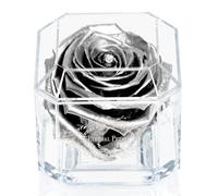Eternal Petals A 100% Real Rose That Lasts Years, Handmade in UK - Gold Solo with A Multicolour Crystal (Silver)