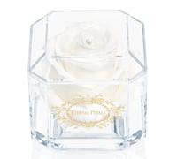 Eternal Petals A 100% Real Rose That Lasts Years, Handmade in UK - Gold Solo with A Multicolour Crystal (White)
