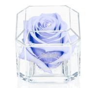 Eternal Petals A 100% Real Rose That Lasts Years, Handmade in UK - White Gold Solo with A Multicolor Crystal (Light Lavender)