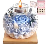 Eternal Preserved Real Rose, Glass Dome Gift Set with 18 Scented Candles (9 Bergamot,9 Jasmine), Romantic Mother's Day Valentine Christmas Birthday Gift for Women Mom Girlfriend Wife Home Decor