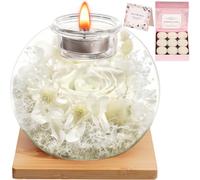Eternal Preserved Real Rose, Glass Dome Gift Set with 18 Scented Candles (9 Vanilla,9 Lavender), Mother's Day Valentine Christmas Birthday Gift for Women Mom Girlfriend Wife Home Decor (White)