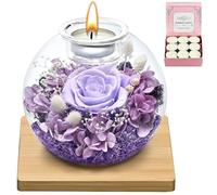 Eternal Preserved Real Rose, Glass Dome Gift Set with 18 Scented Candles (9 Vanilla,9 Lavender), Romantic Mother's Day Valentine Christmas Birthday Gift for Women Mom Girlfriend Wife Home Decor