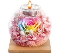 Eternal Preserved Real Rose, Glass Dome Gift Set with 18 Scented Candles, Mother's Day Valentine Christmas Birthday Gift for Women Mom Girlfriend Wife Home Decor