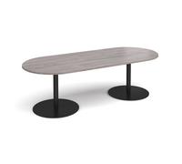 Eternal radial end boardroom table 2400mm x 1000mm - black base, grey oak top