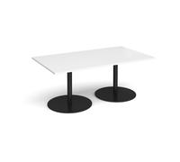 Eternal rectangular boardroom table 1800mm x 1000mm - black base, white top