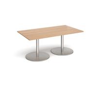 Eternal rectangular boardroom table 1800mm x 1000mm - brushed steel base, beech top