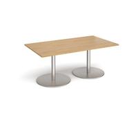 Eternal rectangular boardroom table 1800mm x 1000mm - brushed steel base, oak top