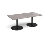 Eternal rectangular boardroom table 2000mm x 1000mm - black base, grey oak top