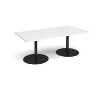 Eternal rectangular boardroom table 2000mm x 1000mm - black base, white top