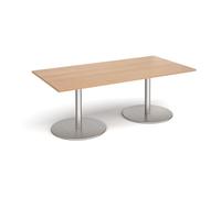 Eternal rectangular boardroom table 2000mm x 1000mm - brushed steel base, beech top