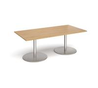 Eternal rectangular boardroom table 2000mm x 1000mm - brushed steel base, oak top
