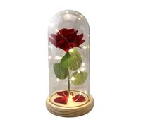 Eternal Red Rose in Glass Dome with LED Lights - Light Up Artificial Rose Décor - Romantic Gift for Women with Gift Box for Anniversary, Birthday, Valentine’s Day, or Holiday Season