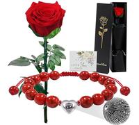 Eternal Red Rose with Stem,Single Real Preserved Bouquet of Flowers,Infinity Forever Rosebox Gift for Mother's Day Valentine's Day Christmas Thanksgiving Mother wife girlfriend Fiancee Anniversary