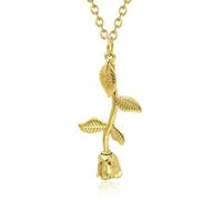 Eternal Rose Cremation Necklace - Stainless Steel Memorial Urn Pendant with Leaf & Stem for Ashes, Keepsake Jewelry for Loved Ones, Stainless Steel, No Gemstone