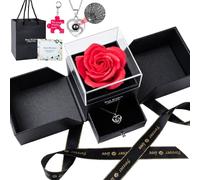 Eternal Rose Gift for Women Rose Eternal Rose with I Love You 100 Languages Necklace and Greeting Card Keychain for Valentine's Day Mother Wife Grandma Girlfriend