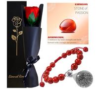 Eternal Rose with Stem,Real Preserved Flower,Infinity Forever Rosebox for Mother's Day Valentine's Day Christmas Thanksgiving Mother Grandmother Wife Fiancee Wedding Anniversary Birthday Gift(Red)