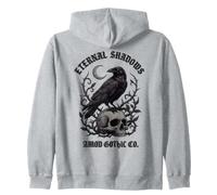 Eternal Shadows Raven Perched On Skull Zip Hoodie