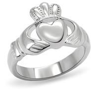 Eternal Sparkles Women's Silver Claddagh Celtic Irish Fashion Comfort Statement Love Ring, Metal