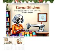 Eternal Stitches Calendar 2026, Funny Quilting & Sewing Wall Calendar With Skeleton Art,12 Months Of Quilting Humor for Quilters and Sewers, Great for Your Sewing Room, Quilting Studio (B)