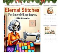 Eternal Stitches Calendar 2026, Funny Quilting & Sewing Wall Calendar With Skeleton Art,12 Months Of Quilting Humor for Quilters and Sewers, Great for Your Sewing Room, Quilting Studio (A)