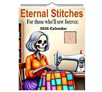 Eternal Stitches Calendar 2026, Funny Quilting & Sewing Wall Calendar with Skeleton Humor Design, 12 Months Of Quilting Humor for Quil, Great fo Sewers & Fabric Lovers (1pc)