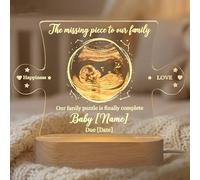 EternalEcho Jigsaw Shape Baby Scan Photo Frame Pregnancy Keepsake, Acrylic Picture Plaque, Gifts for Expecting Parents, Mum to Be Nursery Decor (Wood Base)