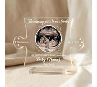 EternalEcho Personalised Baby Scan Puzzle Keepsake, Custom Ultrasound Picture Plaque for Expecting Mum, 5mm Clear Acrylic Pregnancy Announcement Nursery Decor Gift with Name & Due Date