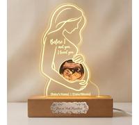 EternalEcho Personalised Baby Scan Ultrasound Acrylic Plaque Night Light, Custom Expecting Mum-to-Be Gift, Engraved Pregnancy Keepsake with Wooden LED Base, Baby Shower Present & Nursery Decor