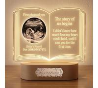 EternalEcho Personalised Baby Ultrasound Scan Night Light, Custom Sonogram Picture Frame Acrylic Plaque with Wooden LED Base, Unique Mum to Be Baby Shower, Maternity Leave Keepsake Gift Nursery Decor