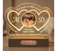 EternalEcho Personalised Baby Ultrasound Scan Picture Frame Night Light, Custom Acrylic Book Keepsake with Warm LED Wood Base, Unique Baby Shower for Expecting Parents Gift, Mum to Be & Nursery Decor