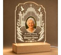 EternalEcho Personalised Gates of Heaven Memorial Night Light with Photo, Name and Dates, Custom Acrylic LED Remembrance Lamp, Sympathy Gift for Loss of a Loved One