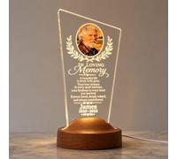 EternalEcho Personalised Photo Memorial LED Night Light with Wooden Base