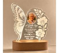 EternalEcho Personalised Photo Memorial Night Light, Butterfly Floral