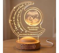 EternalEcho Personalised Ultrasound Scan Photo Night Light, Custom Sonogram Acrylic Plaque Keepsake Gifts with Solid Wood Base, Pregnancy Announcement Baby Shower for Mum to Be, Nursery Decor