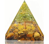 EternalOrgone Tree of Life Orgone Pyramid for Positive Energy, Orgonite Peridot&Tiger Eye Healing Crystal Pyramids for Reduce Stress Chakra Reiki Healing Meditation Attracts Lucky and Success