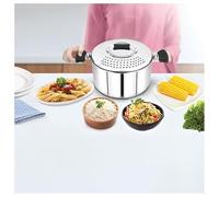 Eternals Stainless Steel Rice/Pasta Drainer Pot with Lid, 20.5cm, 3.7L, Induction Compatible