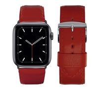 Eternel - Apple Watch Compatible Holi Red Band 38/40/41mm Aluminum Space Grey/Midnight Adapters - Handmade French Cowhide Leather - Compatible with all Apple Watch