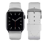Eternel - Apple Watch Compatible Holi White Band 42/44/45/49mm Aluminum Space Grey/Midnight Adapters - Handmade French Cowhide Leather - Compatible with all Apple Watch