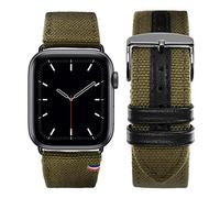 Eternel - New Rover Khaki Compatible Apple Watch Band 42/44/45/49 mm - Aluminum Space Grey/Midnight Adapters - Fabric made in France - Compatible with all Apple Watch sizes