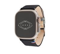 Eternel - New Rover Navy Blue Compatible Apple Watch Band 42/44/45/49 mm - Ultra (Titanium) Adapters - Fabric made in France - Compatible with all Apple Watch sizes