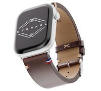Eternel - Vintage Logan Apple Watch Compatible Band Brown 38/40/41 mm Aluminum Silver/Starlight Adapters - Handmade Full Grain Leather - Compatible with all Apple Watch Models