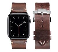 Eternel - Vintage Logan Apple Watch Compatible Band Brown 42/44/45/49 mm Aluminum Space Grey/Midnight Adapters - Handmade Full Grain Leather - Compatible with all Apple Watch Models