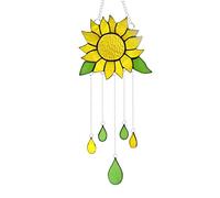 Eternitry Sunflower Wind Chimes Indoor Pendant, Dripping Sunflower Pendant, Alloy Flower Wind Chimes Pendant, Metal Artist Home Decoration