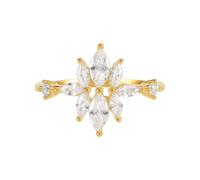 Eternity Band Rings for Women Gold, Wedding Band 9K Yellow Gold Round with White Marquise Shape Moissanite with Jewelry Box Size J 1/2