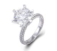 Eternity Band Rings for Women Moissanite, Her Wedding Ring 18.1K White Gold Round with 2Ct Moissanite Size T 1/2