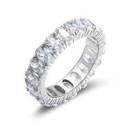 Eternity Band Rings for Women Moissanite, Wedding Bands Vintage 9K White Gold Oval Shape Channel with Jewelry Box Size P 1/2