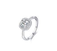 Eternity Bands for Women, Ring Women Elegant Hollow Square Design Halo 1ct Round Moissanite 9K White Gold Size L 1/2